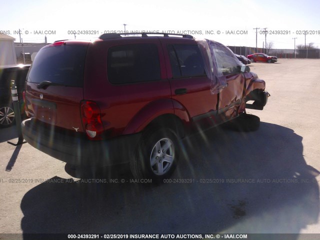 1D4HD38K06F142565 - 2006 DODGE DURANGO SXT RED photo 4