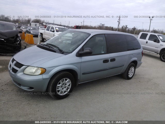 1D8GP24R04B533203 - 2004 DODGE GRAND CARAVAN SE Light Blue photo 2