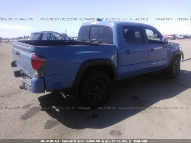 5TFCZ5AN0JX122683 - 2018 TOYOTA TACOMA DBL CAB/SR/TRDSPT/OR/PRO BLUE photo 4