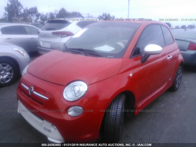 3C3CFFGE0DT604595 - 2013 FIAT 500 ELECTRIC ORANGE photo 2