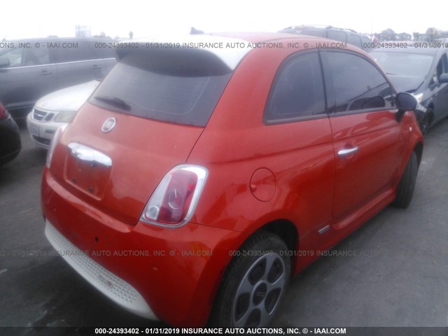 3C3CFFGE0DT604595 - 2013 FIAT 500 ELECTRIC ORANGE photo 4