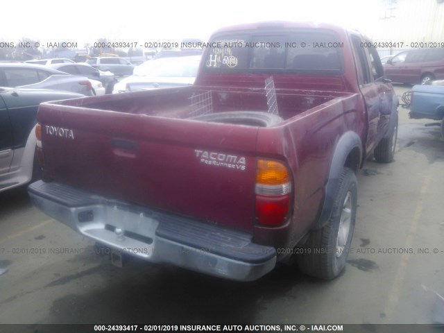 5TEGN92NX4Z427219 - 2004 TOYOTA TACOMA DOUBLE CAB PRERUNNER RED photo 4