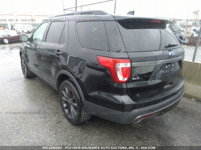 1FM5K7D85HGA03774 - 2017 FORD EXPLORER XLT BLACK photo 3