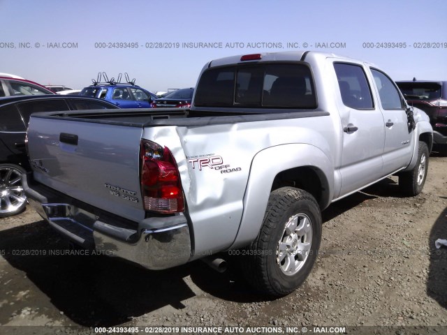 5TEJU62N36Z206653 - 2006 TOYOTA TACOMA DOUBLE CAB PRERUNNER SILVER photo 4