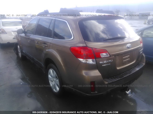 4S4BRBGC4B3335981 - 2011 SUBARU OUTBACK 2.5I PREMIUM BROWN photo 3