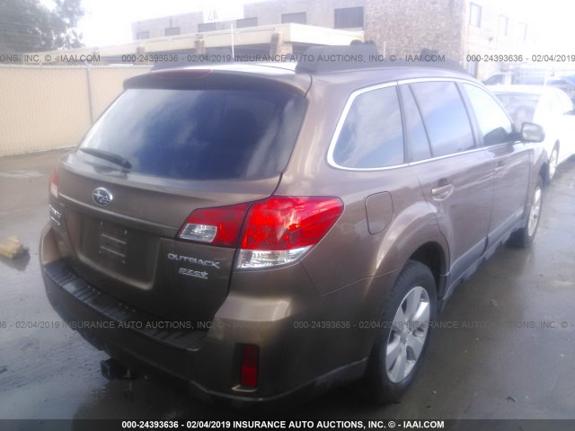 4S4BRBGC4B3335981 - 2011 SUBARU OUTBACK 2.5I PREMIUM BROWN photo 4