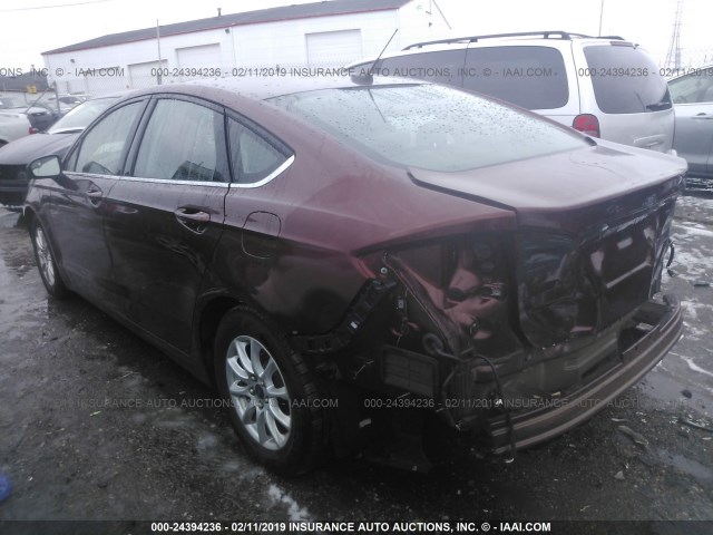 3FA6P0G75FR291117 - 2015 FORD FUSION S BURGUNDY photo 3