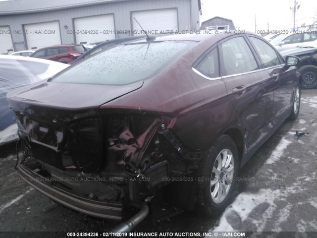 3FA6P0G75FR291117 - 2015 FORD FUSION S BURGUNDY photo 4