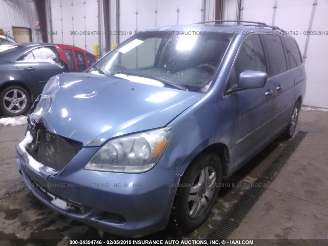 5FNRL38737B042241 - 2007 HONDA ODYSSEY EXL Light Blue photo 2