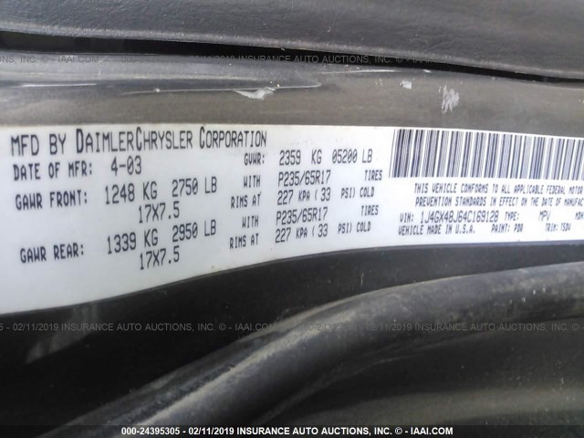 1J4GX48J64C169128 - 2004 JEEP GRAND CHEROKEE LAREDO/COLUMBIA/FREEDOM 灰色 照片 9