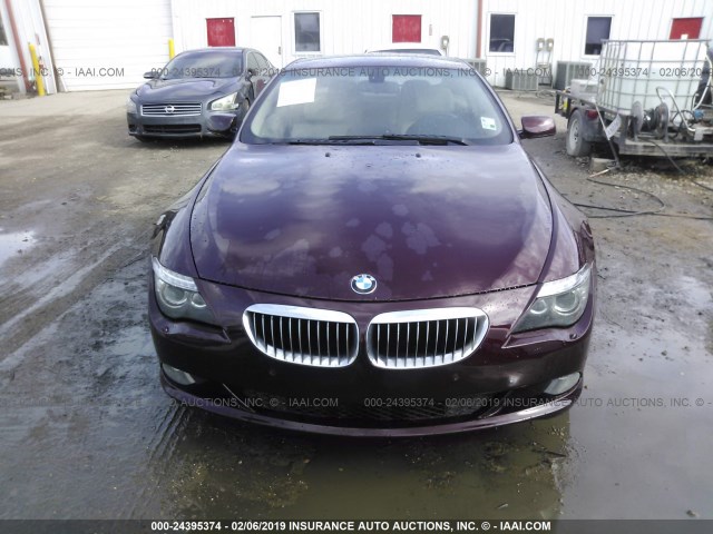 WBAEA53508CV91199 - 2008 BMW 650 I MAROON photo 6