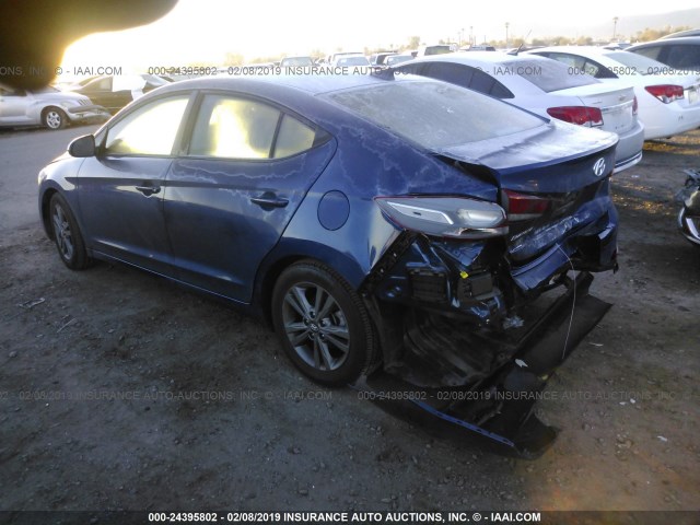 5NPD84LF6JH250705 - 2018 HYUNDAI ELANTRA SEL/VALUE/LIMITED BLUE photo 3