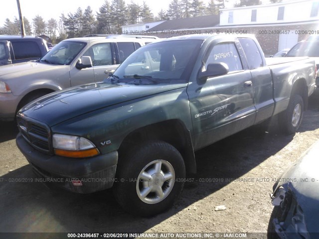 1B7GG22X0XS318652 - 1999 DODGE DAKOTA GREEN photo 2