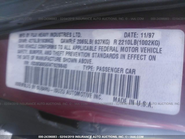 4S3BG6855W7628840 - 1998 SUBARU LEGACY 30TH ANN OUTBACK/LTD/SPT RED photo 9