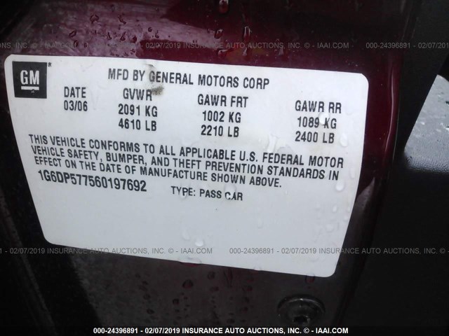 1G6DP577560197692 - 2006 CADILLAC CTS HI FEATURE V6 RED photo 9