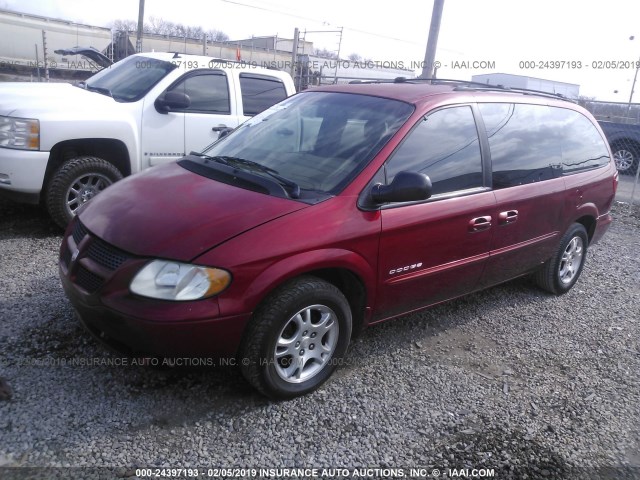 2B8GP44G81R143502 - 2001 DODGE GRAND CARAVAN SPORT MAROON photo 2