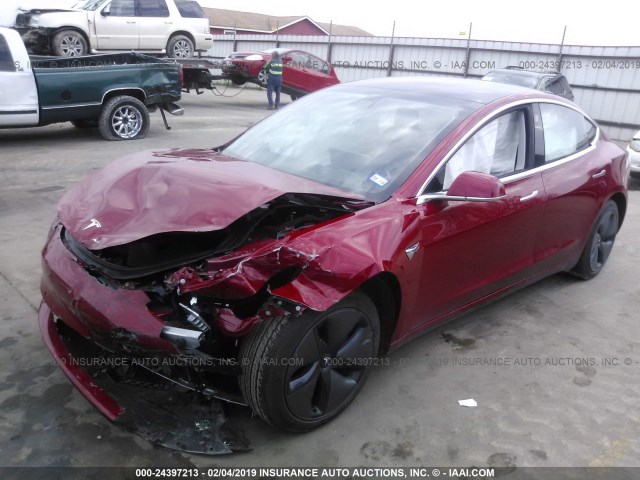 5YJ3E1EA2JF040122 - 2018 TESLA MODEL 3 RED photo 2