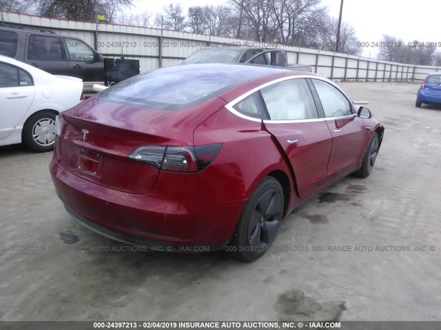 5YJ3E1EA2JF040122 - 2018 TESLA MODEL 3 RED photo 4