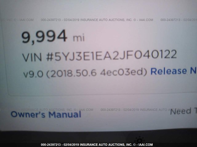 5YJ3E1EA2JF040122 - 2018 TESLA MODEL 3 RED photo 9