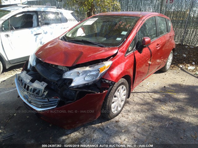 3N1CE2CP1EL425503 - 2014 NISSAN VERSA NOTE S/S PLUS/SV/SL RED photo 2