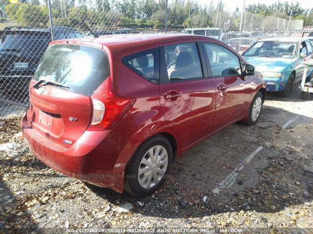3N1CE2CP1EL425503 - 2014 NISSAN VERSA NOTE S/S PLUS/SV/SL RED photo 4