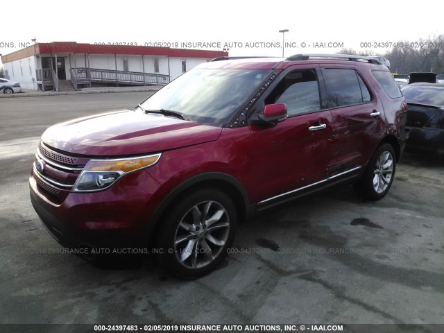 1FMHK8F82CGA78151 - 2012 FORD EXPLORER LIMITED RED photo 2