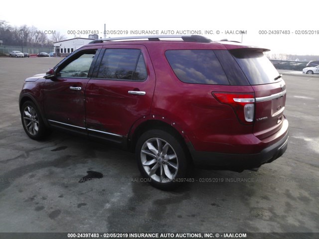 1FMHK8F82CGA78151 - 2012 FORD EXPLORER LIMITED RED photo 3