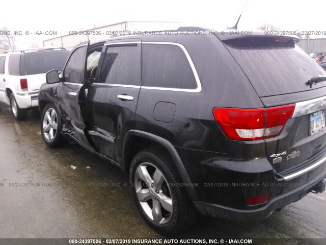 1J4RR6GT2BC509082 - 2011 JEEP GRAND CHEROKEE OVERLAND BLACK photo 3