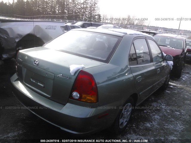 KMHCG45C15U624162 - 2005 HYUNDAI ACCENT GL GREEN photo 4