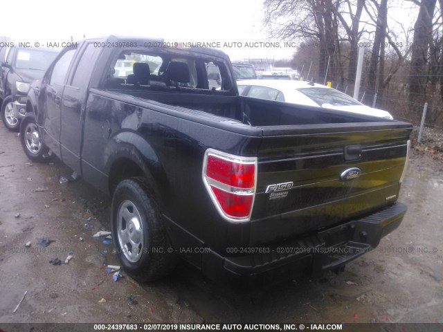 1FTEX1CM1BFC88603 - 2011 FORD F150 SUPER CAB BLACK photo 3