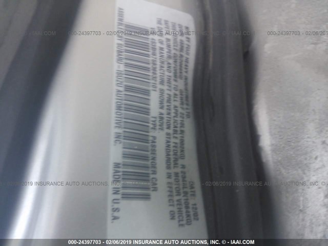 4S3BH675936632101 - 2003 SUBARU LEGACY OUTBACK AWP SILVER photo 9