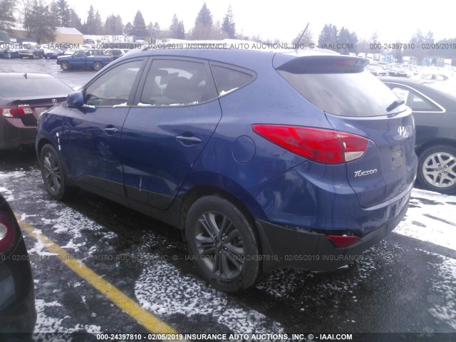 KM8JU3AG3EU806934 - 2014 HYUNDAI Tucson GLS/LIMITED/SE BLUE photo 3