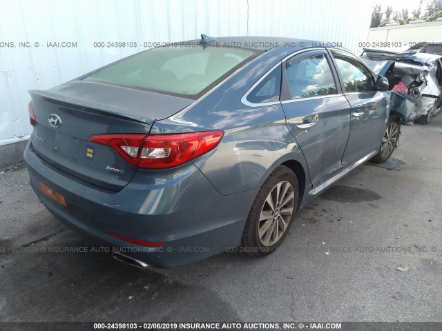 5NPE34AFXGH280630 - 2016 HYUNDAI SONATA SPORT/LIMITED BLUE photo 4