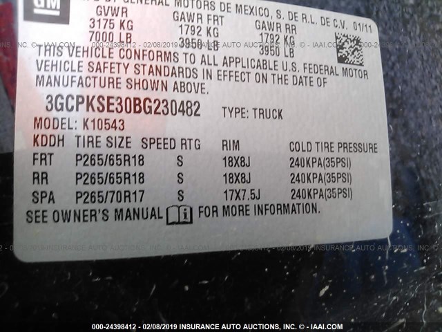 3GCPKSE30BG230482 - 2011 CHEVROLET SILVERADO K1500 LT BLUE photo 9