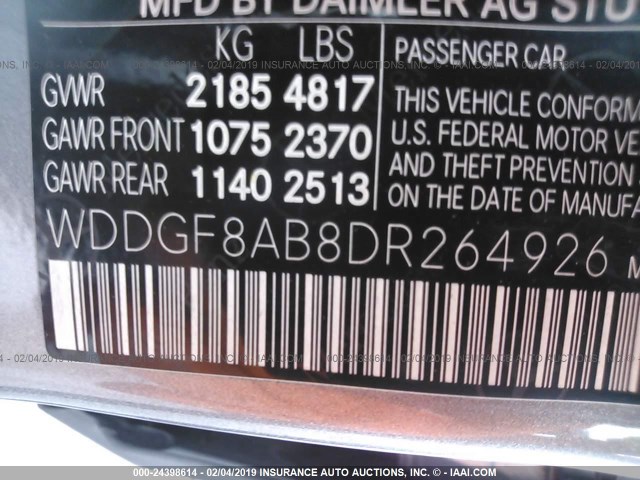 WDDGF8AB8DR264926 - 2013 MERCEDES-BENZ C 300 4MATIC GRAY photo 9