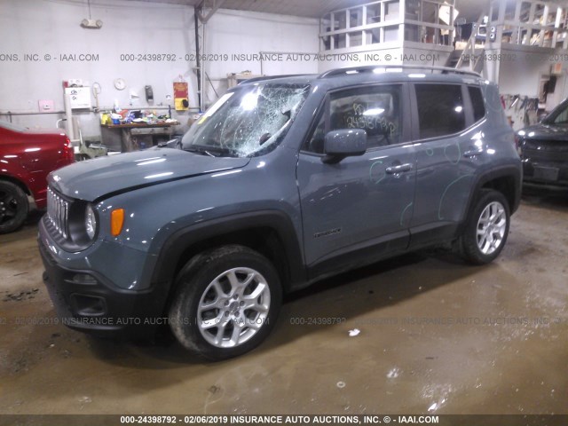 ZACCJBBB7JPH38068 - 2018 JEEP RENEGADE LATITUDE GRAY photo 2