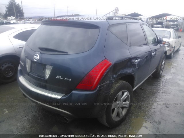 JN8AZ08W67W632919 - 2007 NISSAN MURANO SL/SE/S BLUE photo 4