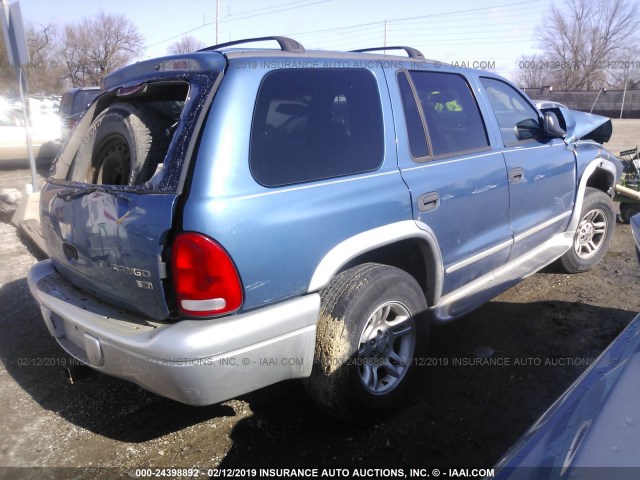 1D8HS58N53F521549 - 2003 DODGE DURANGO SLT PLUS BLUE photo 4