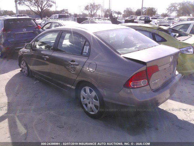 2HGFA16587H313689 - 2007 HONDA CIVIC LX GRAY photo 3