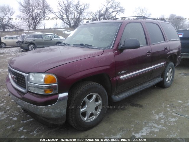 1GKEK13T65J230806 - 2005 GMC YUKON MAROON photo 2