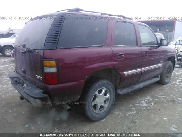 1GKEK13T65J230806 - 2005 GMC YUKON MAROON photo 4