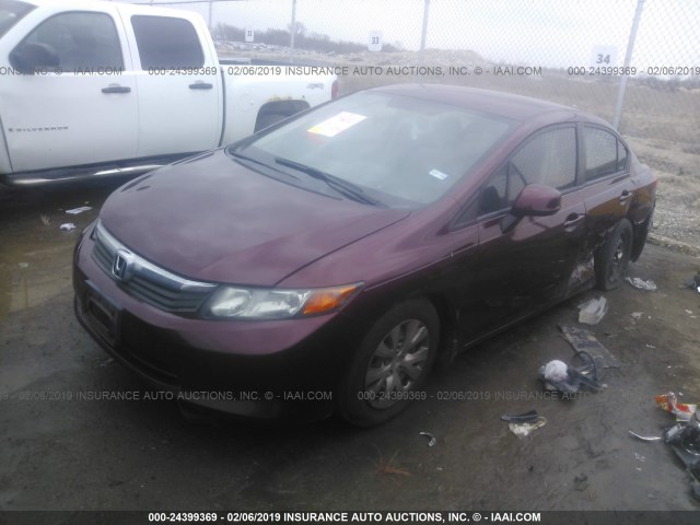 2HGFB2F58CH589108 - 2012 HONDA CIVIC LX 红色 照片 2