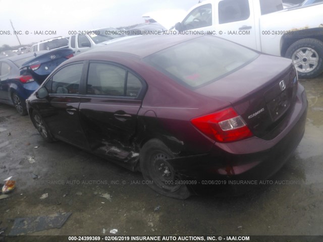 2HGFB2F58CH589108 - 2012 HONDA CIVIC LX 红色 照片 3