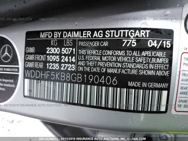 WDDHF5KB8GB190406 - 2016 MERCEDES-BENZ E 350 SILVER photo 9