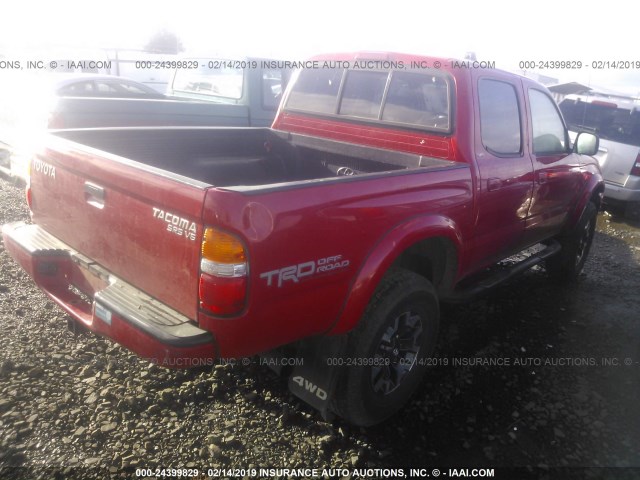 5TEHN72N54Z310155 - 2004 TOYOTA TACOMA DOUBLE CAB 红色 照片 4