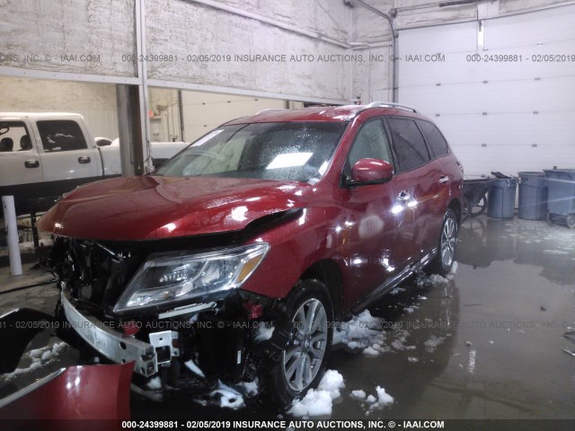 5N1AR2MM7GC600876 - 2016 NISSAN PATHFINDER S/SV/SL/PLATINUM RED photo 2