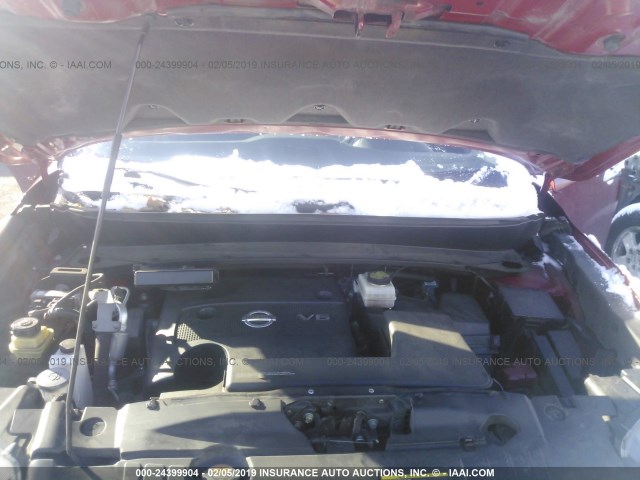 5N1AR2MM0GC621679 - 2016 NISSAN PATHFINDER S/SV/SL/PLATINUM RED photo 10