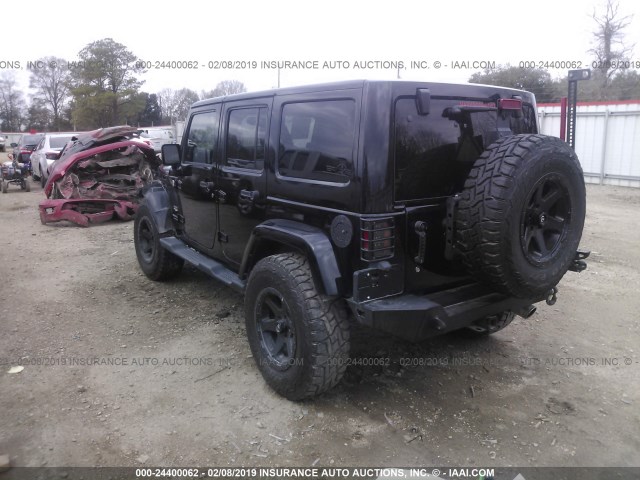 1C4HJWEG2EL245865 - 2014 JEEP WRANGLER UNLIMITE SAHARA BLACK photo 3