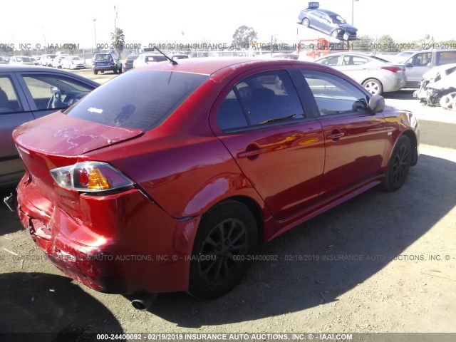 JA32U2FU9AU003586 - 2010 MITSUBISHI LANCER ES/ES SPORT RED photo 4