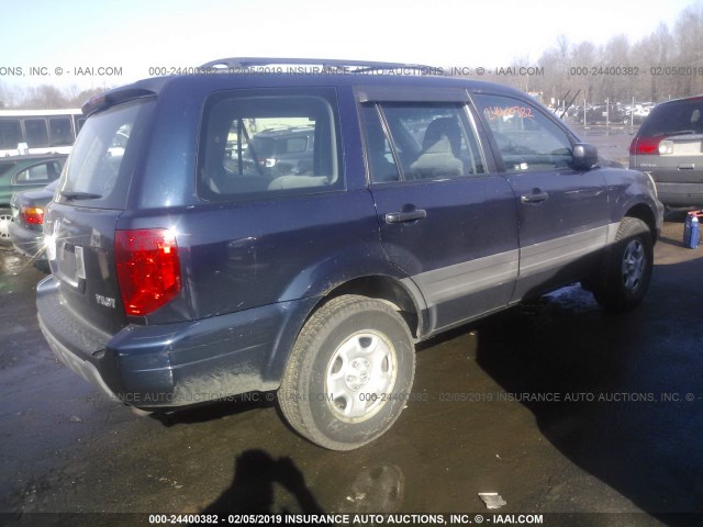 2HKYF18184H528074 - 2004 HONDA PILOT LX Dark Blue photo 4